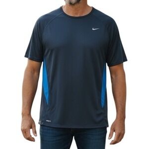 Nike Fit Dry Performance Shirt Mens XXL Navy Blue Excellent Short Sleeve Raglan